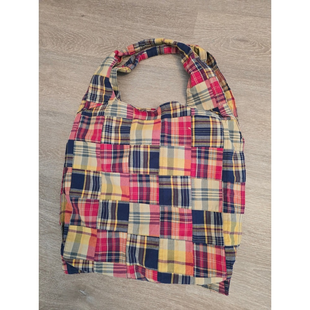 Boho Patchwork Plaid Tote Bag Shoulder Bag - Picture 4 of 6